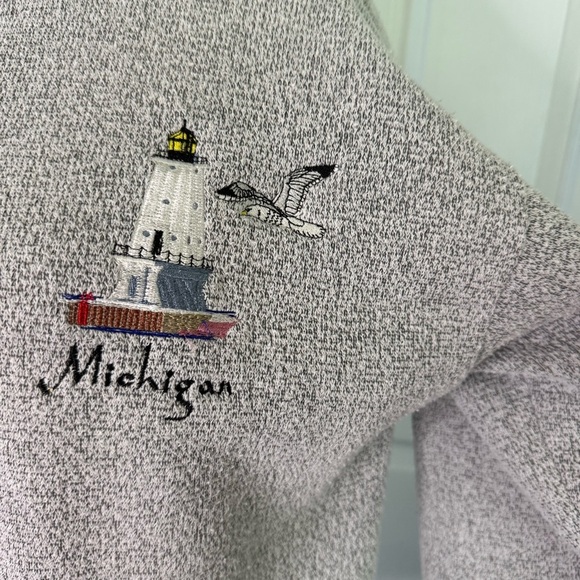 Michigan Gray Women's Zip Jacket lighthouse‎ embroidery size large spring fall - Picture 3 of 4